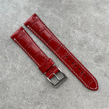 21mm Embossed Crocodile Strap - Red - 135/80mm