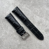 21mm Embossed Crocodile- Black - 120/70mm