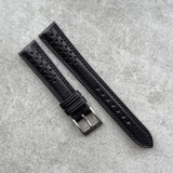 18mm French Calfskin Watch Strap - Black - 135/80mm