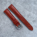 18mm Ostrich Belly Watch Strap - Tan Brown - 130/80mm