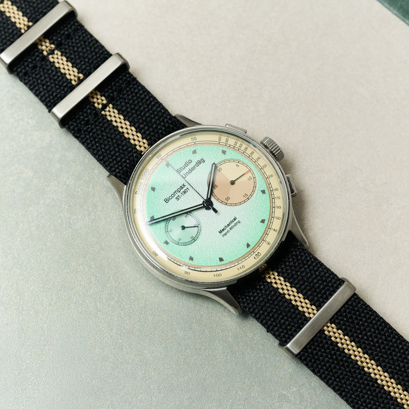 Pleated Fabric Military Watch Strap - Black & Khaki - The Strap Tailor