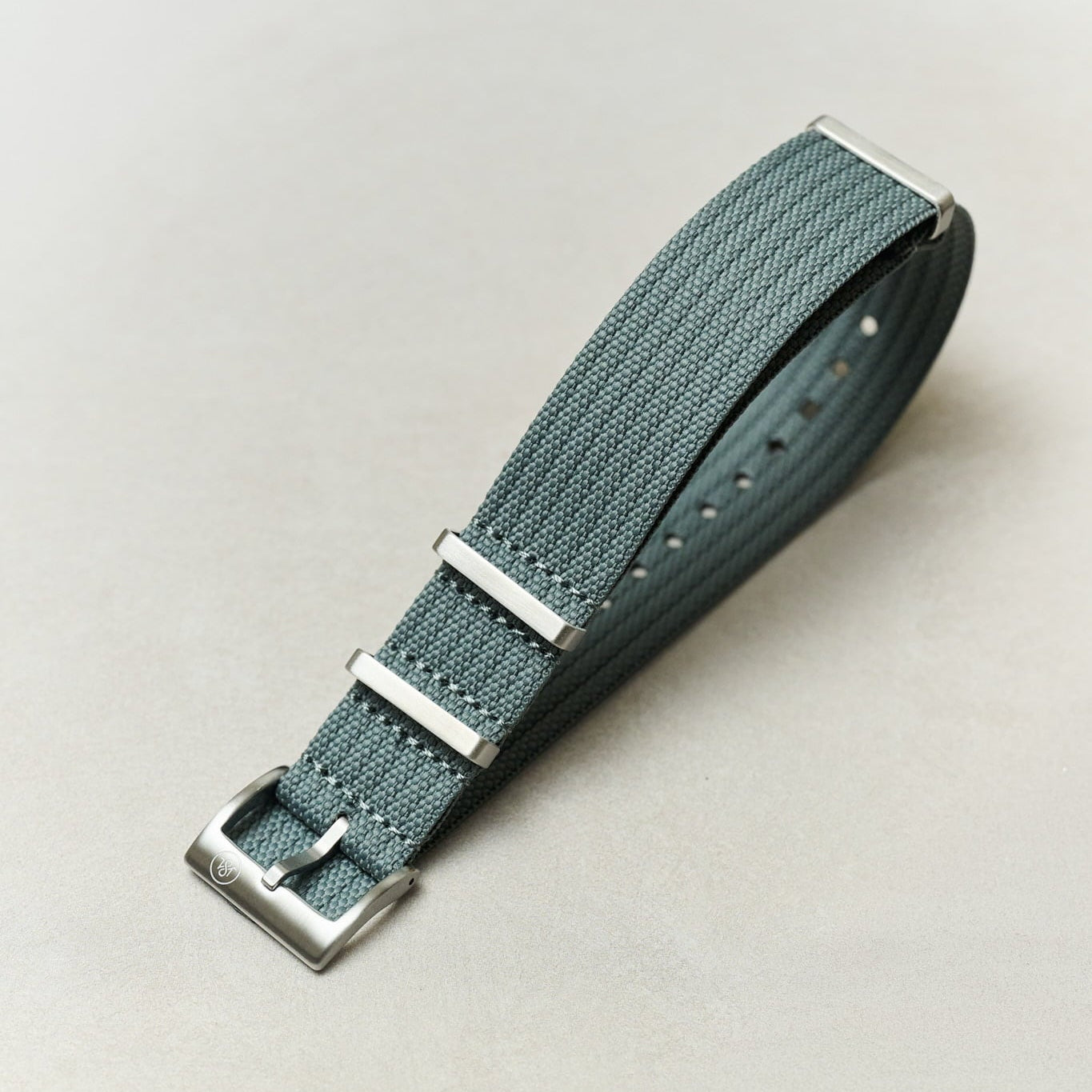 Pleated Fabric Military Watch Strap - Grey - The Strap Tailor