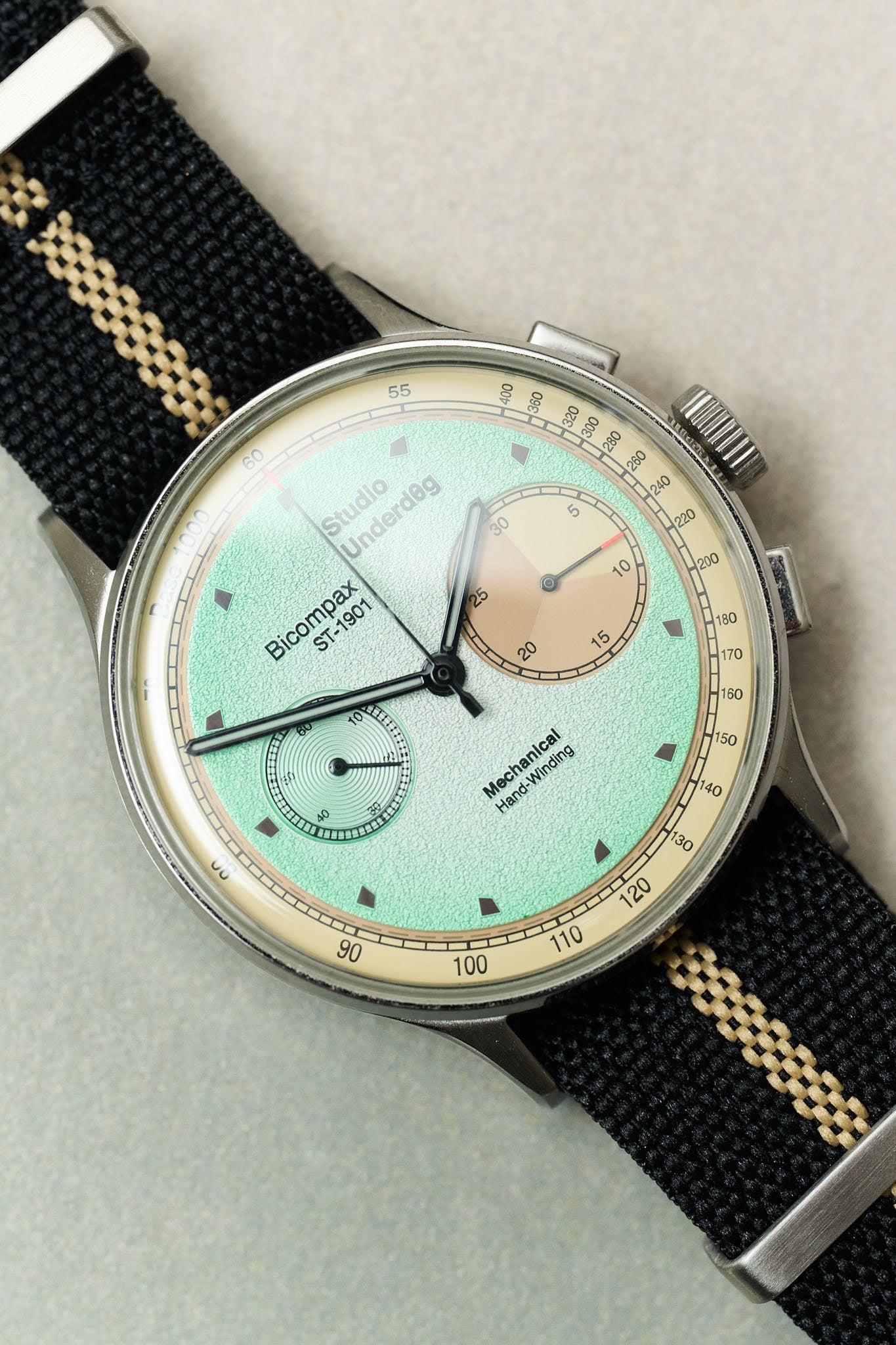 Pleated Fabric Military Watch Strap - Black & Khaki - The Strap Tailor