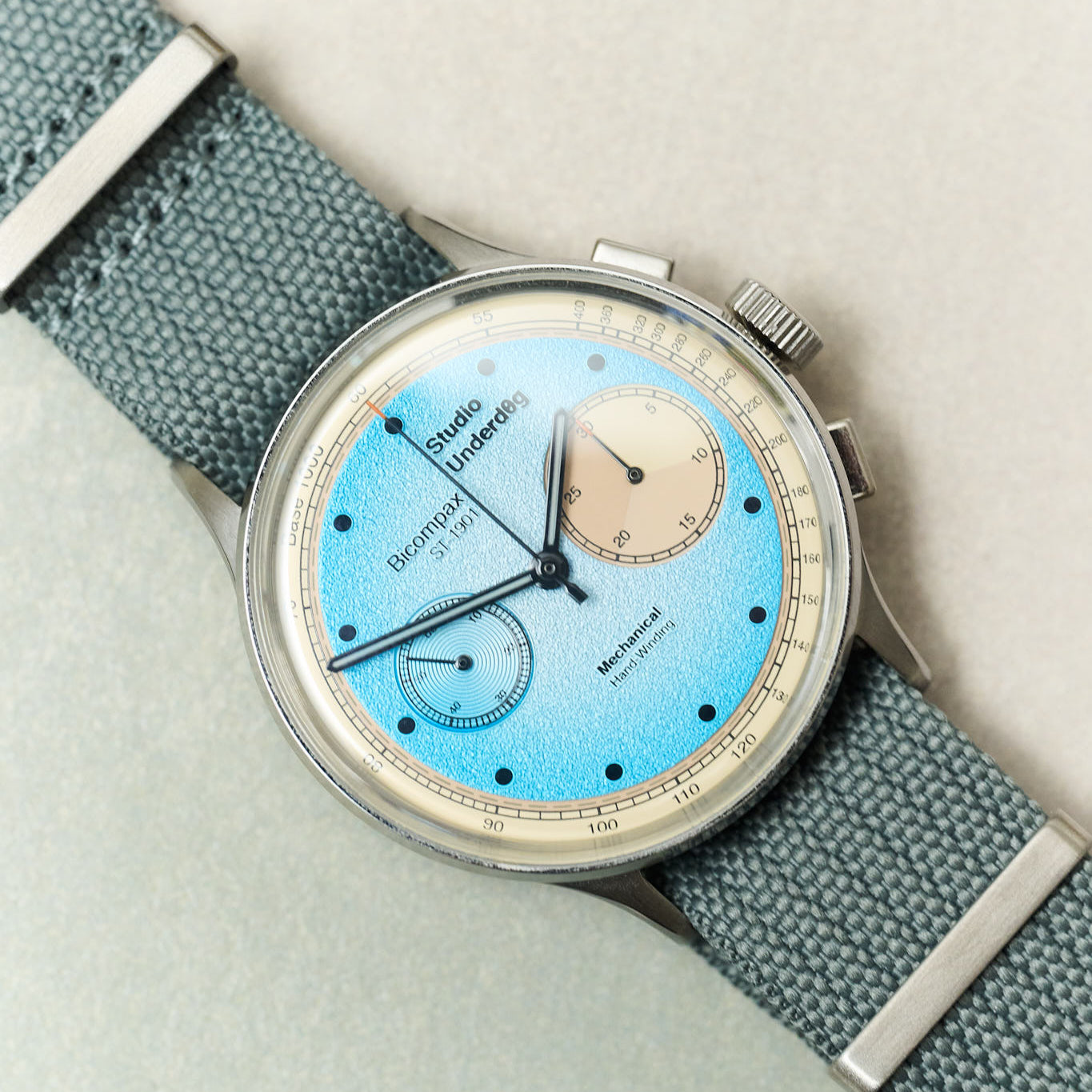 Pleated Fabric Military Watch Strap - Grey - The Strap Tailor