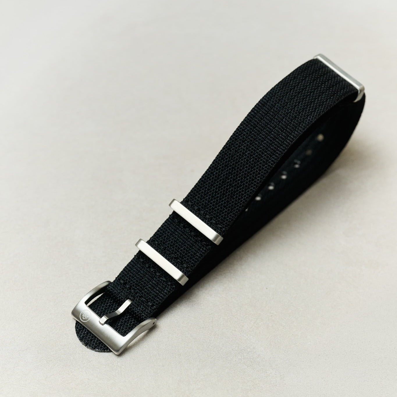Pleated Fabric Military Watch Strap - Black - The Strap Tailor