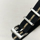 Pleated Fabric Military Watch Strap - Black & Khaki - The Strap Tailor