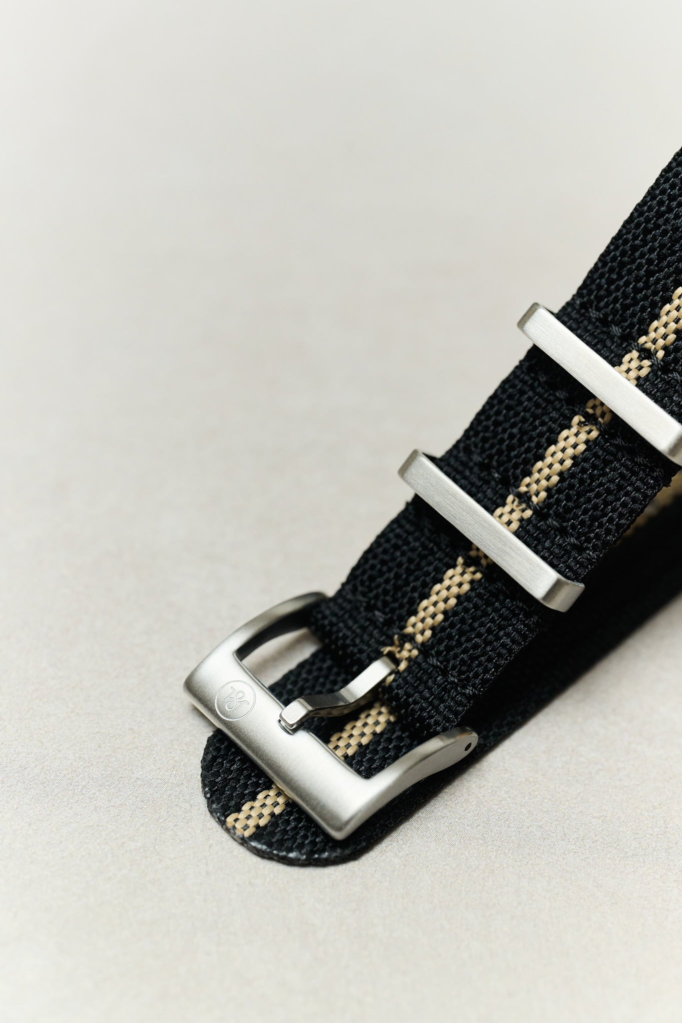 Pleated Fabric Military Watch Strap - Black & Khaki - The Strap Tailor