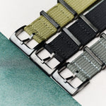 Premium Ribbed Fabric Watch Strap - Army Green PVD - The Strap Tailor