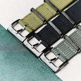 Premium Ribbed Fabric Watch Strap - Army Green PVD - The Strap Tailor