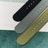 Premium Ribbed Fabric Watch Strap - Black PVD - The Strap Tailor