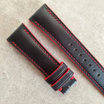 French Calfskin Watch Strap - Black & Rage Red - The Strap Tailor