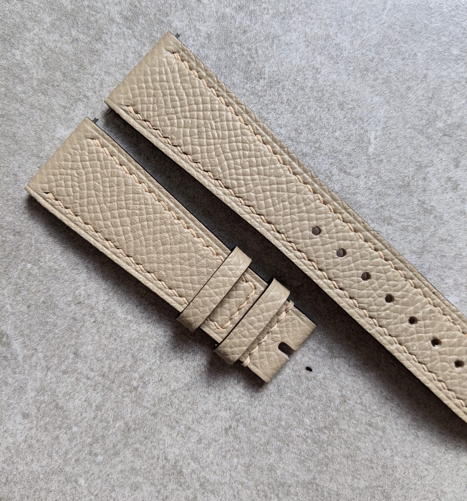 Epsom Calfskin Watch Strap - Beige - The Strap Tailor