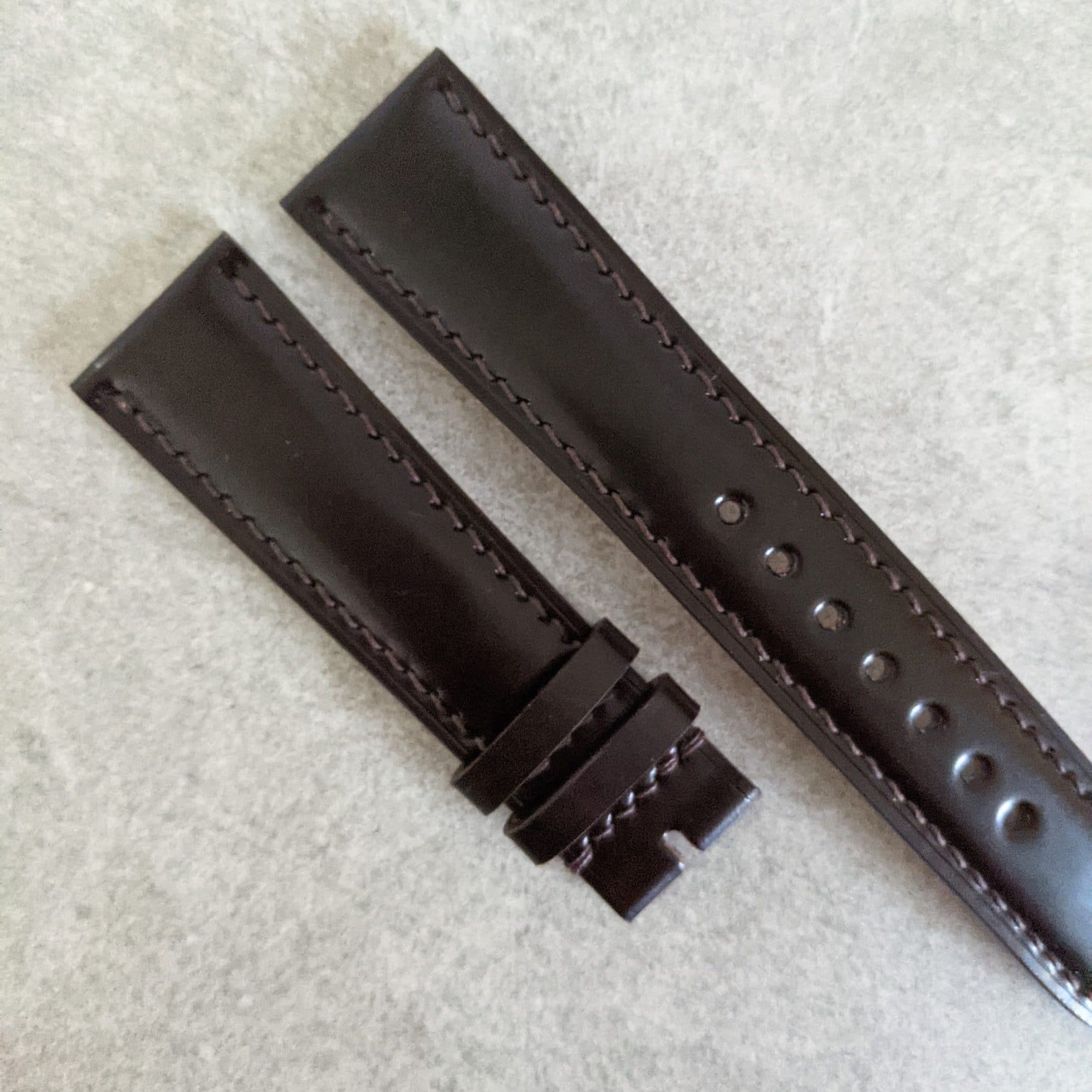 Shell Cordovan Watch Strap - Chocolate Brown - The Strap Tailor