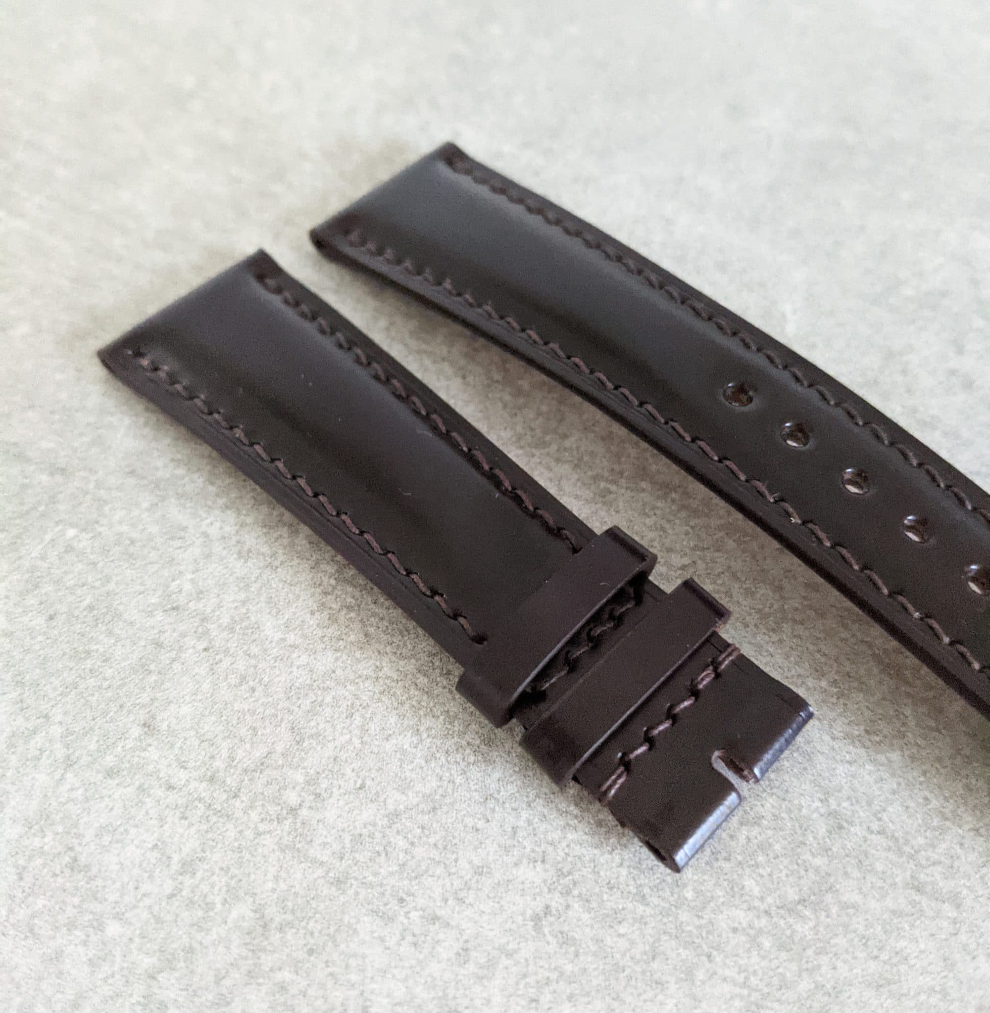 Shell Cordovan Watch Strap - Chocolate Brown - The Strap Tailor