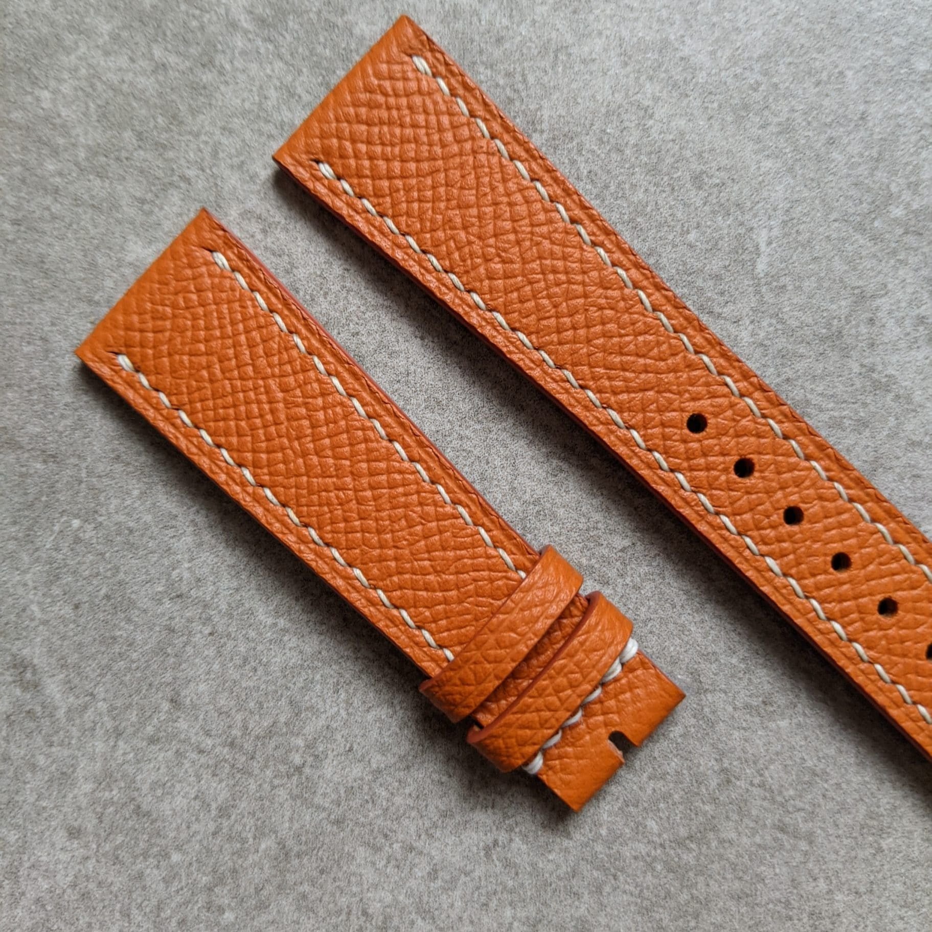 Epsom Calfskin Watch Strap - Orange - The Strap Tailor