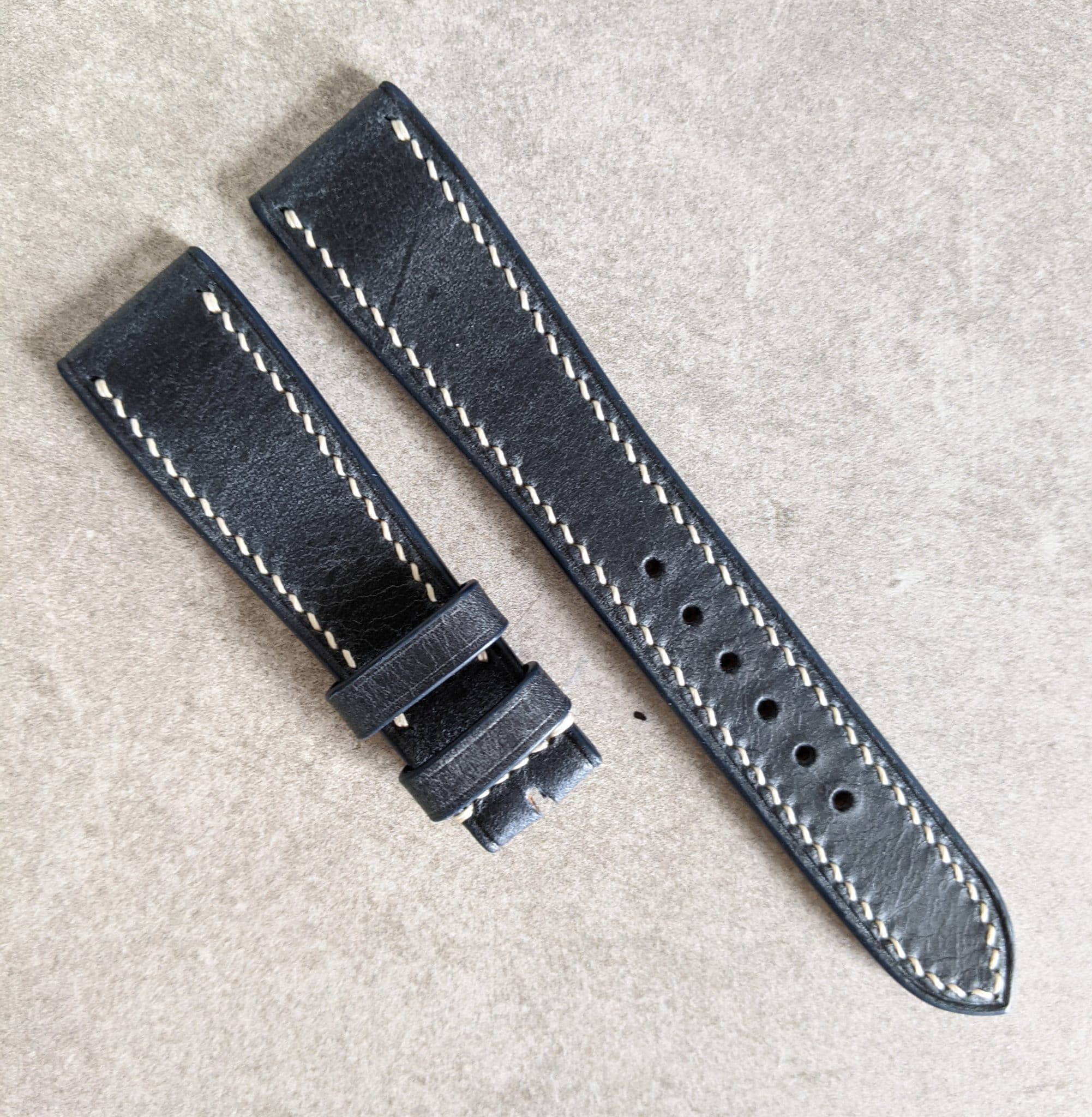 Badalassi Wax Strap Contrast Stitch - Navy Blue - The Strap Tailor