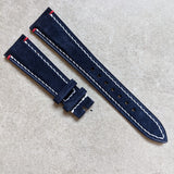 Premium Suede Strap - Navy Blue & Accent Red - The Strap Tailor