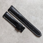 Ostrich Shin Watch Strap - Black & White - The Strap Tailor