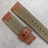 Canvas & Leather Strap - Army Green, Chesnut Brown + Olive - The Strap Tailor
