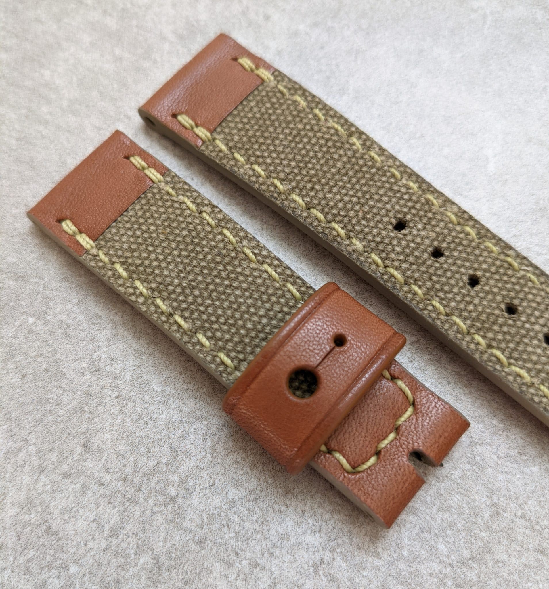 Canvas & Leather Strap - Army Green, Chesnut Brown + Olive - The Strap Tailor