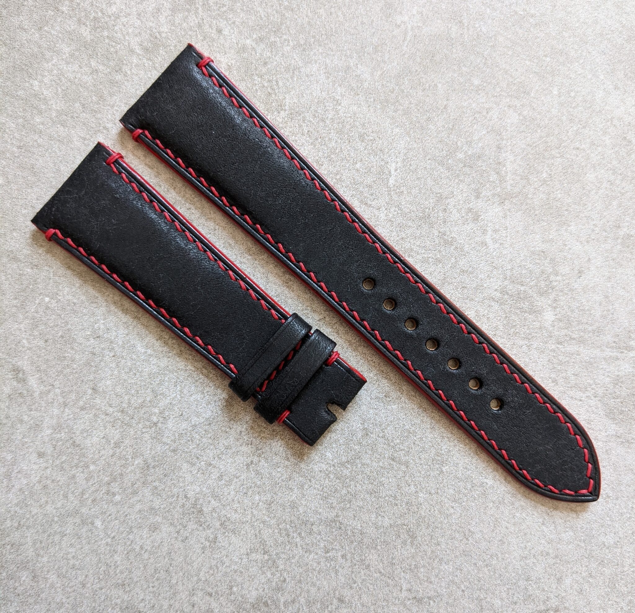Pueblo Calfskin Strap - Black & Red - The Strap Tailor