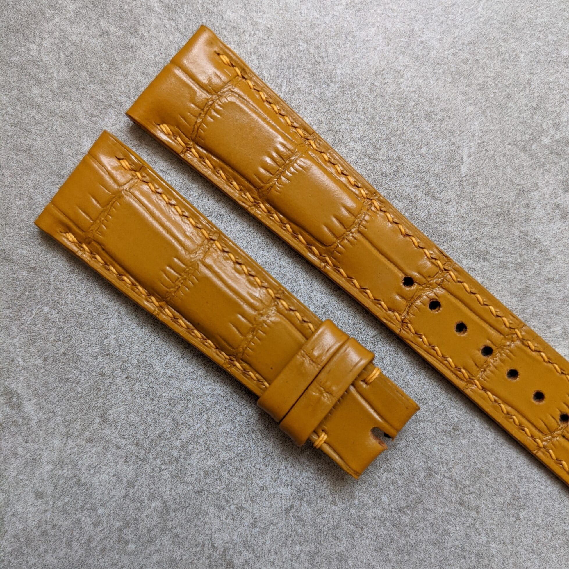 Embossed Crocodile Watch Strap - Honey Tan - The Strap Tailor