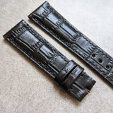 Embossed Crocodile Watch Strap - Black - The Strap Tailor