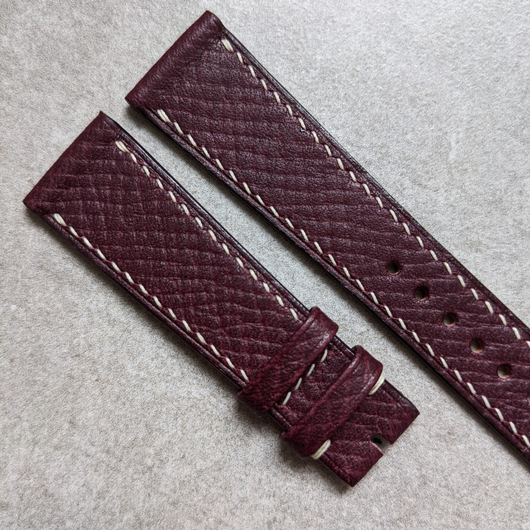 Russian Hatch Calfskin Watch Strap - Oxblood - The Strap Tailor