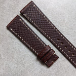 Russian Hatch Calfskin Watch Strap - Chocolate Brown - The Strap Tailor