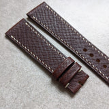 Russian Hatch Calfskin Watch Strap - Chocolate Brown - The Strap Tailor