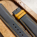 Grey & Sunflower Yellow Calfskin Watch Strap - The Strap Tailor