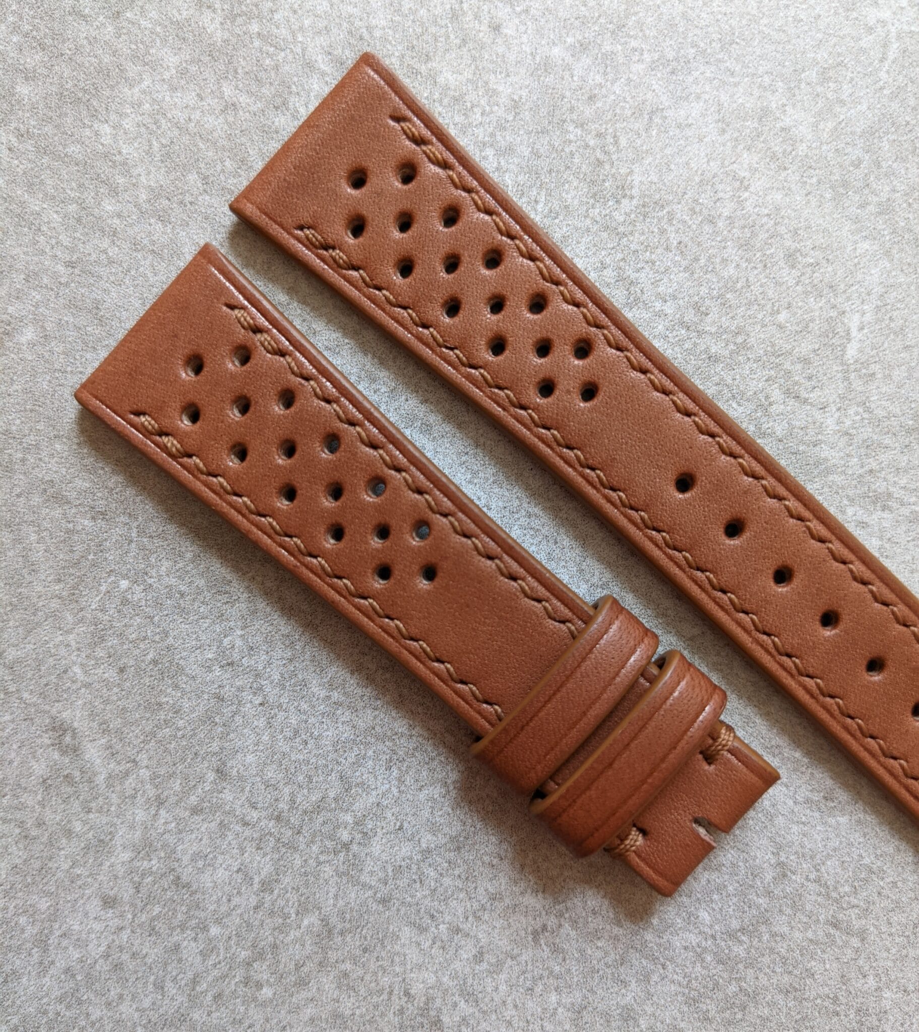 French Calfskin Leather Rally Watch Strap - Chestnut Brown - The Strap Tailor