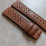 French Calfskin Leather Rally Watch Strap - Chestnut Brown - The Strap Tailor