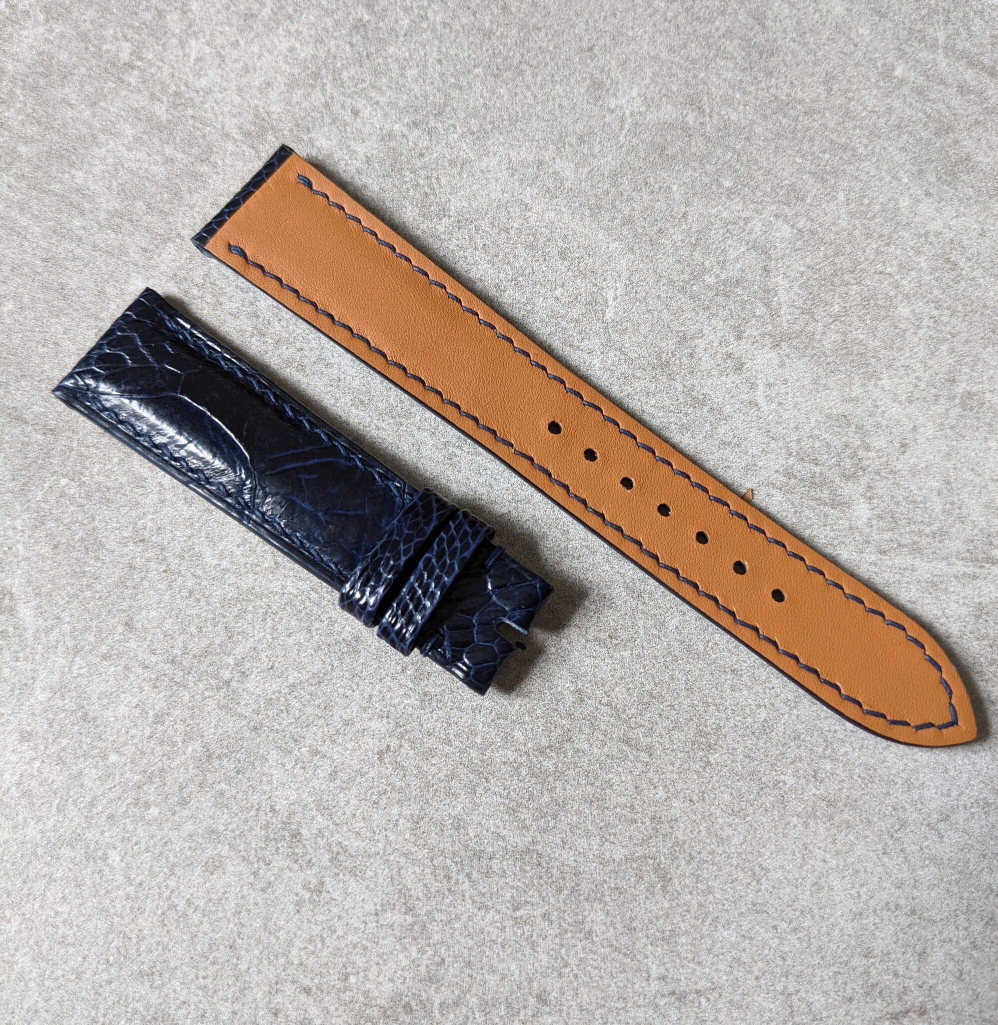 Ostrich Shin Watch Strap - Midnight Blue - The Strap Tailor