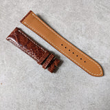 Ostrich Shin Watch Strap - Cognac w/Cream Stitching