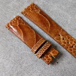 Ostrich Shin Watch Strap - Minimal Stitch - Honey Brown - The Strap Tailor
