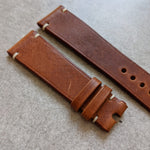 Badalassi Wax Minimal Stitch Strap - Tan Brown - The Strap Tailor