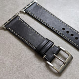 Apple Watch Strap - Black Calfskin W/Cream stitching