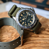 Premium Ribbed Fabric Watch Strap - Army Green