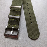 Premium Ribbed Fabric Watch Strap - Army Green