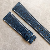 Pebbled Strap - Navy Blue - White Stitching W/Minimal Accents
