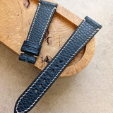 Pebbled Strap - Navy Blue - White Stitching W/Minimal Accents