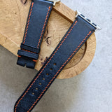 Apple Watch Strap - Pueblo Navy Blue W/Orange Stitching
