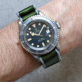 Premium Fabric Watch Strap - Army Green W/Grey Piping