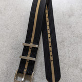 Premium Ribbed Fabric Watch Strap - Black &amp; Khaki