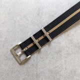 Premium Ribbed Fabric Watch Strap - Black &amp; Khaki