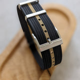 Premium Ribbed Fabric Watch Strap - Black & Khaki