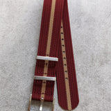 Premium Ribbed Fabric Watch Strap - Burgundy & Khaki