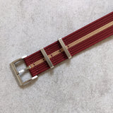 Premium Ribbed Fabric Watch Strap - Burgundy &amp; Khaki