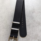 Premium Ribbed Fabric Watch Strap - Black